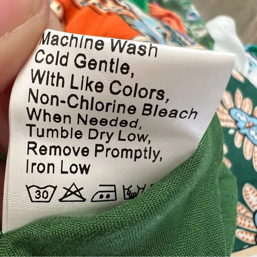 NWT Fashion Green Orange Paisley Bohemian Hippie Casual Dress Women Size Medium - Picture 13 of 14